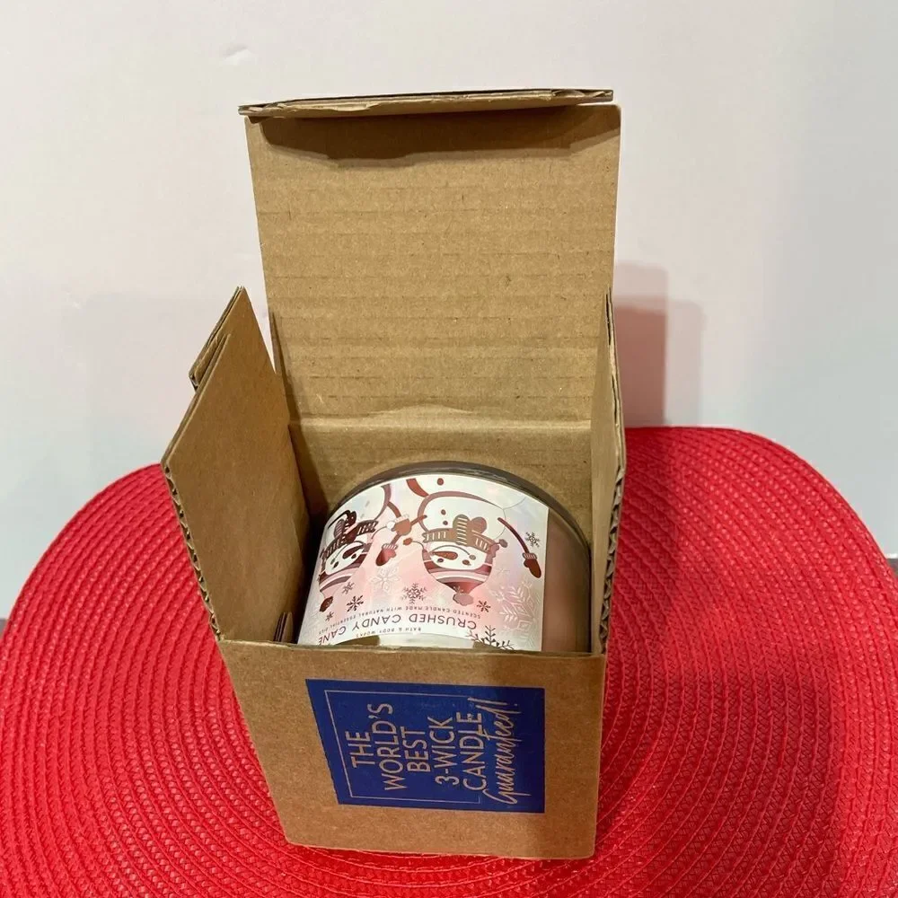 BBW Crushed Candy Cane 3 Wick Candle NWT